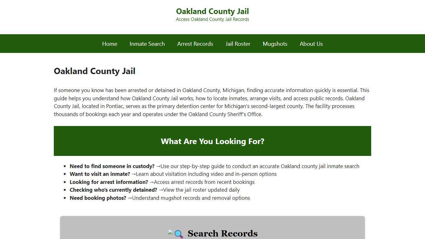 Oakland County Jail | Records Search